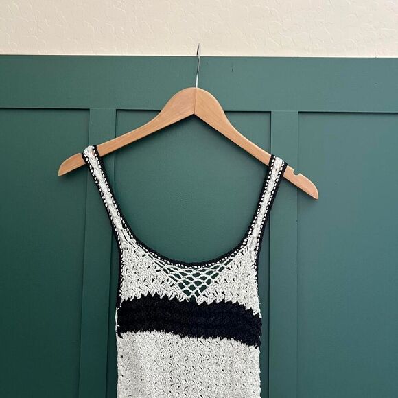 Black and white crochet mini dress or swim cover up - Picture 3 of 8
